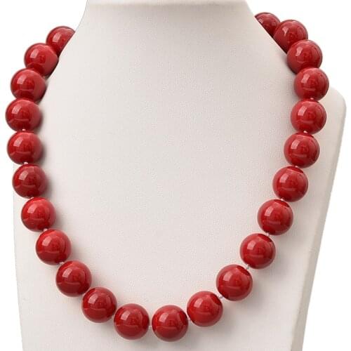Red Coral Beads 14mm Pick Size For Making Handmade Diy Synthetic Red Coral Necklace 18inch Women Party Gifts H815