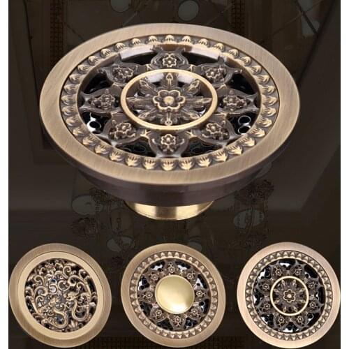 Round 4" Bathroom Floor Drain Antique Brass 10cm Shower Drain Bathroom Waste Grate Drain Kitchen Waste Drain Bathroom Accessary