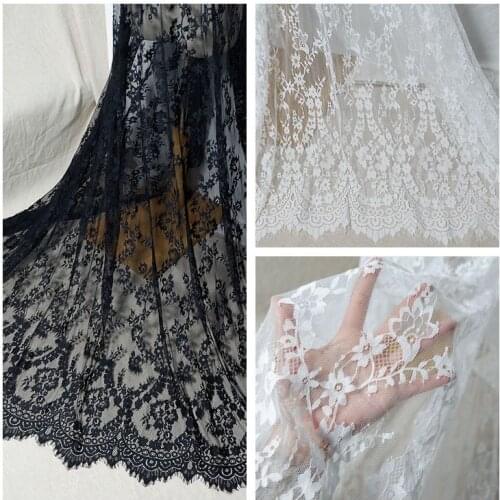 3M/Lot French Eyelash Lace Fabric High-end Designer Clothes Dress Bottoming Shirt Wedding Dress Shawl Veil Accessories