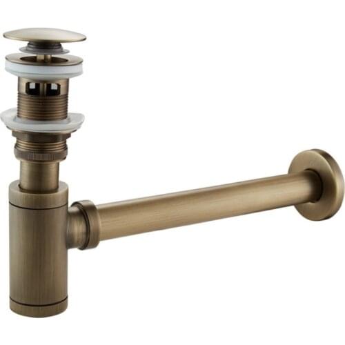 Brass Bottle Trap Bathroom Sink Vanity Basin Pipe Waste Drain Pipe Siphon Drainer P-Trap Basin Drains