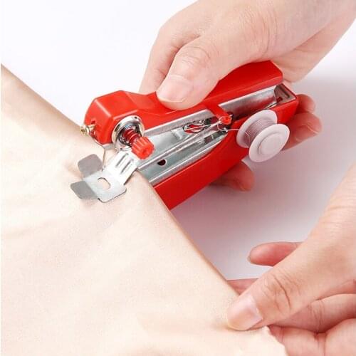 Mini Sewing Machines Needlework Cordless Patchwork Hand-Held Fabric Clothes Portable Needle Threader Handwork Tools Accessories
