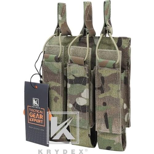KRYDEX Modular Triple Magazine Pouch For MP5 MP7 KRISS Tactical MOLLE Triple Open Top SMG Mag Carrier For Airsoft Hunting MC