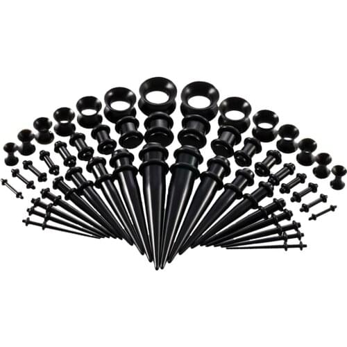 50 Pieces Acrylic Ear Stretching Kit Tapers 14G-00G Expander Piercing Jewelry