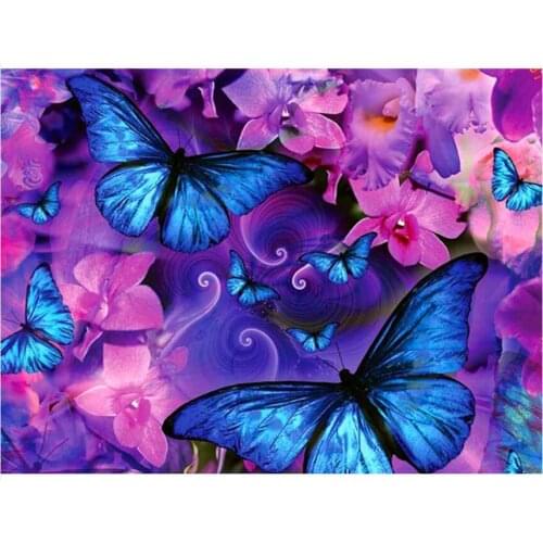 Full Diamond Painting Kit Butterfly Flower Diamond Dot Mosaic Embroidery Picture Crystal Rhinestone Sticker Decal Wall Art Craft