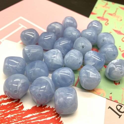 New 10 Pcs Irregular Round Acrylic Beads Spacer Loose Beads For Jewelry Making DIY Bracelet #Light Blue