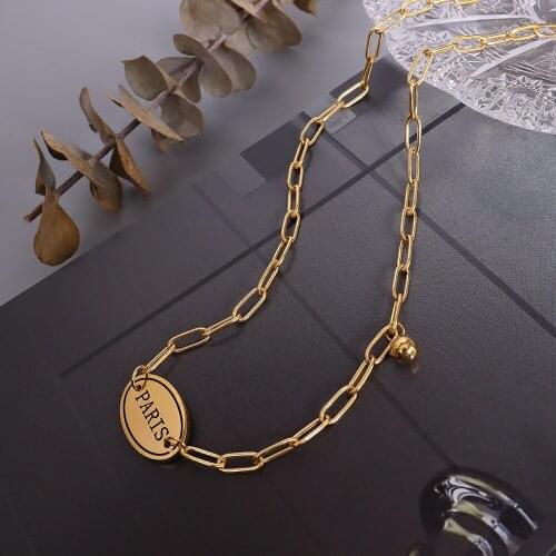 2021 New Hot Sale O Chain with Letter Connector Pendant Necklace Titanium Steel Gold Customize Name Power Pendant Necklace