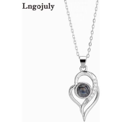 Classic 925 Sterling Silver Women Necklace 100 Languages I Love You Projection Necklace For Women Lovers Silver 925 Jewelry Gift