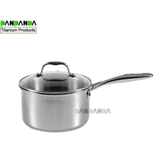 PANPANDA Household New Double Bottom Titanium Milk Pot Thickened Single Handle Uncoated Healthy Milk Pot 16cm/18cm