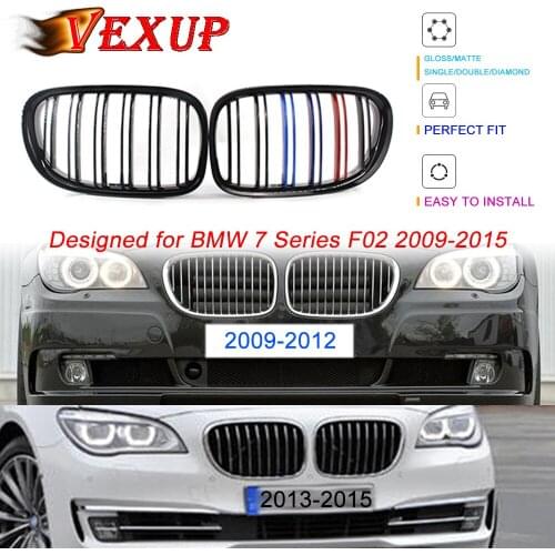 Top Quality 1Pair Front Kidney Grille Grills Glossy Black For BMW F01 F02 7 Series 2009 2010 2011 2012 2013 2014 2015