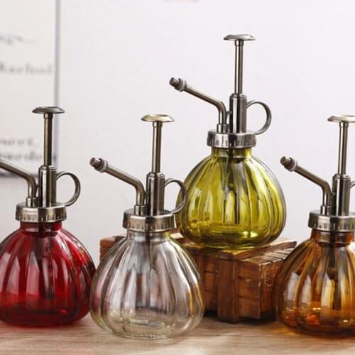 250ML Transparent Retro Glass Watering Can Color Pumpkin Gardening And Flower Gardening Small Dual-Purpose Spray Watering Can