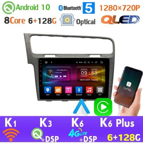 QLED 1280*720P Android 10 Car GPS Radio Player For Volkswagen VW Golf 7 MK7 2013-2020 SPDIF HDMI Head Unit 4G LTE WiFi AHD 1080P