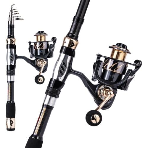 Sougayilang Fishing Rod and Reel Combos 1.8-3.0m High Carbon Fiber with EVA Handle Telescopic Rod 13+1 Stainless Bearings Reel