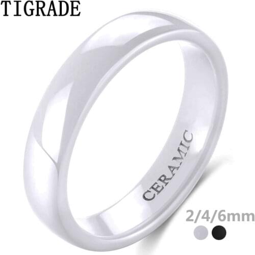 Tigrade 2mm 4mm 6mm White Ceramic Ring Black Wedding Engagement Men Women Rings Fashion Classic Special Design Anillos Jewelry