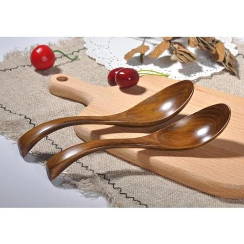 IN STOCK Natural Wooden Spoon & Fork Dinner Kit Wooden Spoon Fork Bamboo Kitchen Cooking Utensil Tools Soup-Teaspoon Tableware