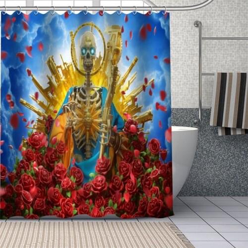 Custom Skull Art Shower Curtains Waterproof Fabric Cloth Bathroom Decoration Supply Washable Bath Room Curtain