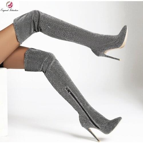 2020 Hot Over The Knee Boots Women Slim Pointed Toe Thigh High Boots High Heels Winter Woman Long Boots Shoes Suede Female Shoes