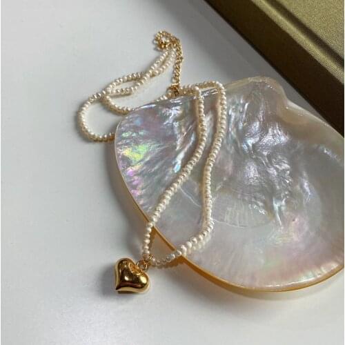 Silvology 925 Sterling Silver Natural Pearl Heart Pendant Necklace Freshwater Pearl Shell Necklace for Women Festival Jewelry