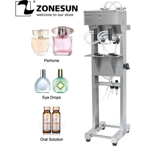 ZONESUN 2 Heads Vacuum Liquid Perfume Filling Machine Milk Water Eyewash Cosmetics Beverage Pneumatic Filler Bottle Equipment