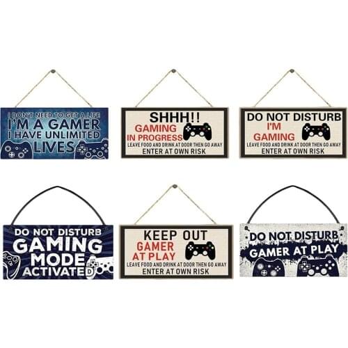 1PCS Wooden Door Hanging Sign Ornament Funny Keep Out Gamer At Play Decoration for Home Wooden Pendants
