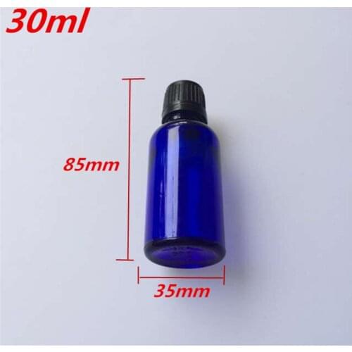 10 pcs 35x85 mm Dark Blue Glass Bottles With Black Plastic Cap&Plugs DIY 30 ml Empty Essential Oil Glass Bottles Jars
