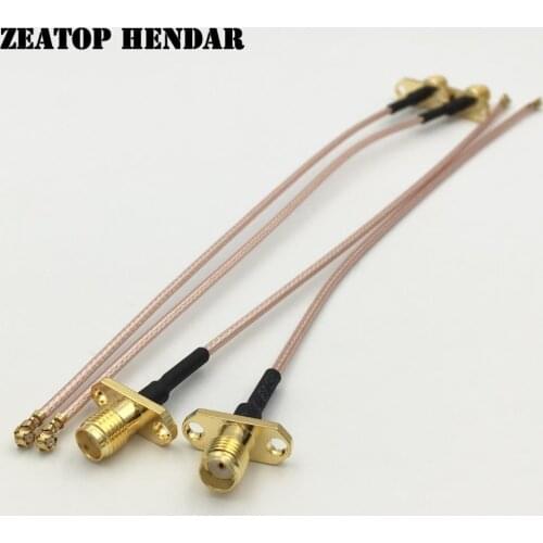 5Pcs IPX U.fl IPEX to SMA Female 2 hole Flange Mount Panel Jack RG178 Coax Pigtail Cable Connector 5CM 10CM 15CM 20CM 30CM 50CM