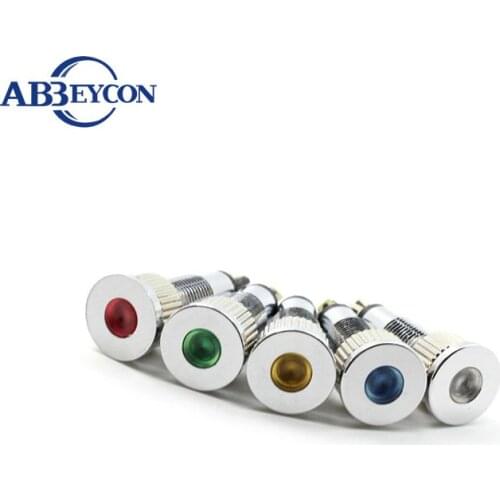 8mm LED IP67 Brass Nickel Plated Dot Led Illuminated Waterproof Indicator 2 Pin Terminal Warning Flat Mini Small Signal Light