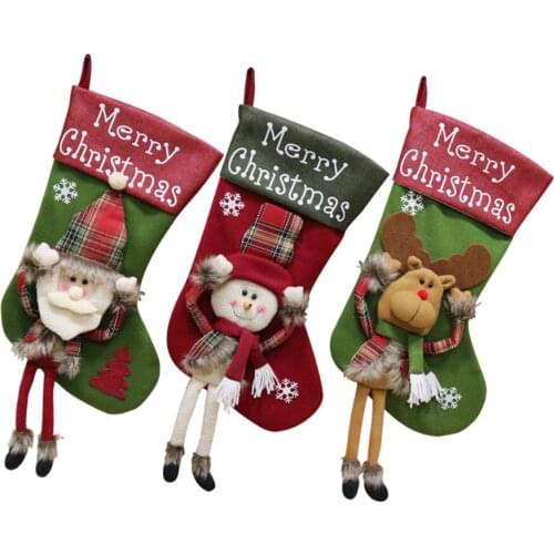 9 pcs Christmas Stockings Santa Claus Sock Big Xmas Stockings Decoration 18" Snowman Reindeer Stocking for Home Decor Gift Bags