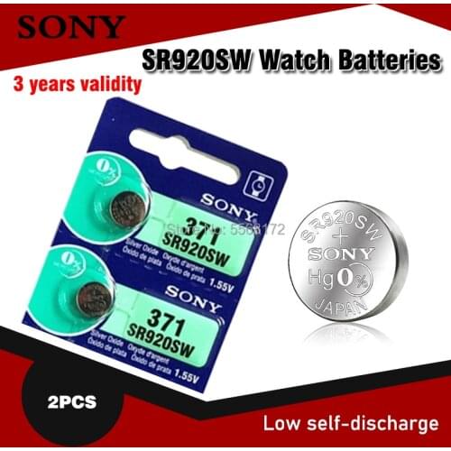 2pcs SONY 45mAh AG6 371 SR920SW LR920 171 370 371 L921 LR69 SR920 SR69 1.55V Button Cell watch Coin Silver Oxide Battery