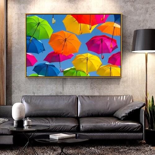 Artcozy Oil Canvas Painting umbrella_colorful_positive For Home Decoration Wall Art