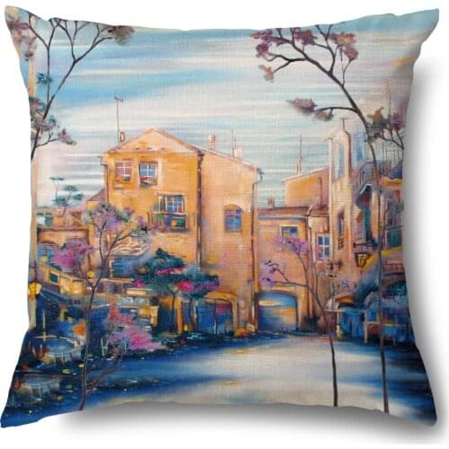 Artinlive New Arrival Linen Art Cotton Hemp Pillowcase Plain Car Sofa Cushion Cover City Color Office Simple Pillowcase Decorate