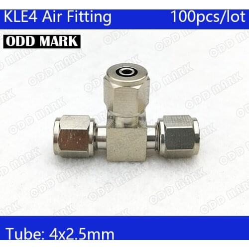 Free shipping 100pcs/lot Pneumatic Fittings 4m to 4mm to 4mm Hose Pipe Quick Joint Coupling Connectors Nickel Plated Brass KLE4