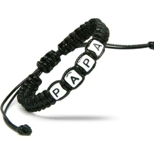 1pcs PAPA Charm Bracelets Rope Chain Infinity Wish Adjust Size for Fathers Day New Dad Baby Shower Party Beaded Jewelry Gifts