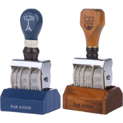 Wooden Date Stamp For DIY Scrapbooking Craft Decor Rolling Wheel Vintage Supply Q84D