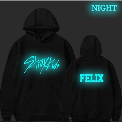 Kpop Stray Kids Luminous Hoodies Female Casual Cotton Hoodie Men Cool Sweatshirts Hip Hop Streetwear Pullover Hipster Coat 2020