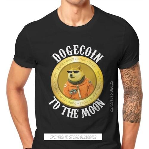 Dogecoin Cryptocurrency Miners Meme Original TShirts Moon Astronaut Meme Personalize Homme T Shirt Funny Clothes 3XL