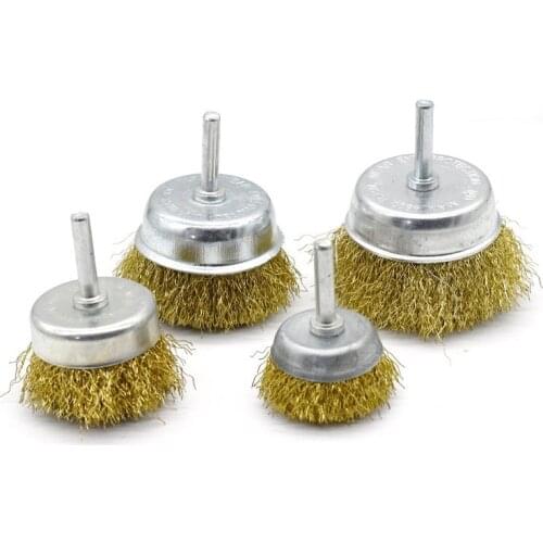 38/50/60/70mm Bowl Wire Brush 6mm Shank Flat Steel Wire Wheel Electric Drill Grinding Mill Polish Wheel Rust Removal Hand Tool