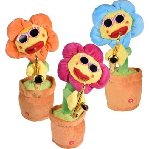 Electric Toys Singing And Dancing Flowers Sunflowers Playing Saxophone Funny Gifts Plush Music Kids Toys For Children