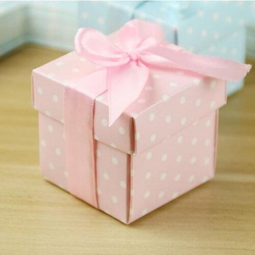 Candy box bag chocolate paper gift package for Birthday Wedding Party favor Decoration supplies DIY baby shower pink blue dot