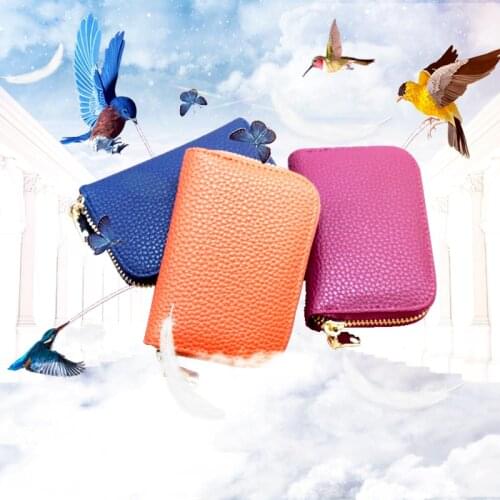 WESTERN AUSPICIOUS Women Business Card Holder Red Black Blue Orange Unisex Card Wallet Zipper Bank/ID/Credit Card Holder Wallet