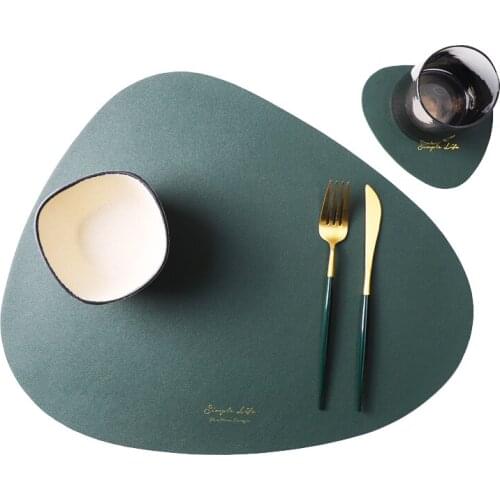 Nordic Leather Placemat Dining Table Mat Western Food Mat Waterproof Insulation Creative Bowl Mat Coaster Plate Placemat T7C27