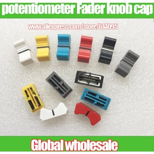 6pcs T-Slot Straight Slot Potentiometer Knob Cap Push Button / For Yamaha Allen & Heath Soundcraft Mixer Fader Cap