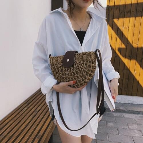 Summer Small Bag Female 2019 New Beach Holiday Wind Straw Woven Bag Woven Bag Shoulder Bag Messenger Bag Bags for Women Handbags