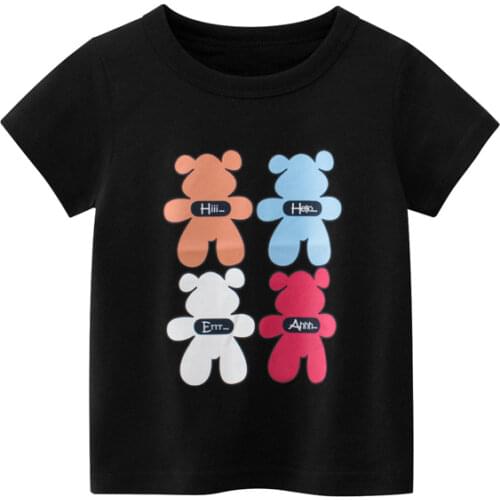 2021 Summer Clothing Children T-shirt for Girl Cartoon Bear Cotton Girls Tops Letter Kids Clothes Tee Short Sleeve Childs Shirt
