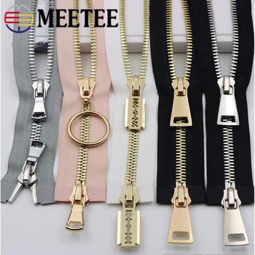 Meetee 1pc 80/100/120cm 8# Double Sliders Zipper Metal Open-End Zips for Down Jacket Coat Repair Parts Zippers DIY Sewing Zip
