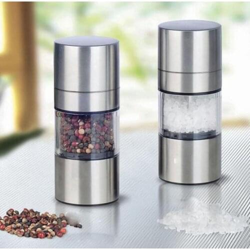 50pcs Stainless Steel Manual Salt Pepper Mill Grinder Portable Kitchen Mill Muller Home Kitchen Tool Spice Sauce Grinder Pepper