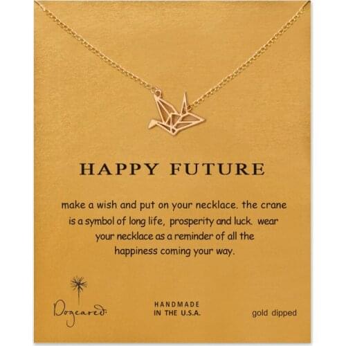Fashion Wish Card Paper Crane Pendant Necklace Clavicle Chains Fashion Statement Necklace For Women Birthday Gifts Jewelry