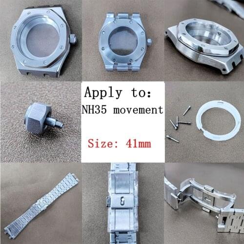 Watch Accessories Set Waterproof Watch Case Strap Dial Pointer 41MM Stainless Steel For NH35 Automatic Movement Sapphire Lens
