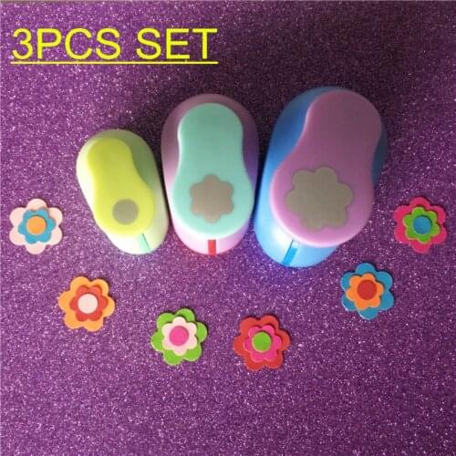 Free Shipping 3PCS Circle and Petal Shaped craft punch set School Scrapbook Gifts DIY Paper Cutter EVA foam Flowers Hole Punches