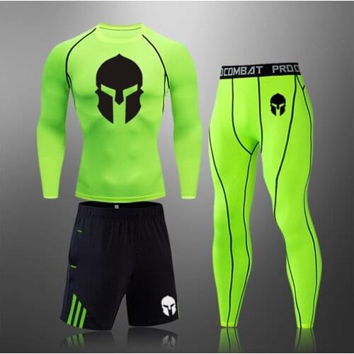 New Mens Running Set Gym Legging Thermal Underwear Mask Compression Fitness MMA Rashguard Male Quick-Drying Tights Track Suit