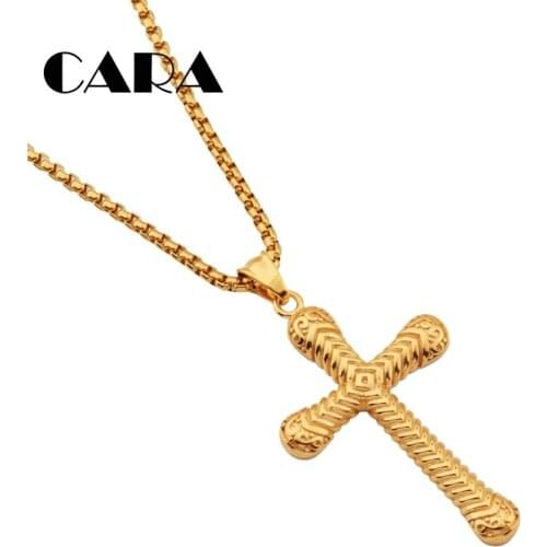 New 316L stainless steel Decorative cross Pendant necklace mens Gold color hip hop fashion cross necklace jewelry CAGF0484